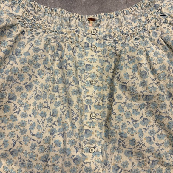 FREE PEOPLE James Floral Cropped Long Sleeve Smocked‎ Top Size Large - Picture 4 of 12